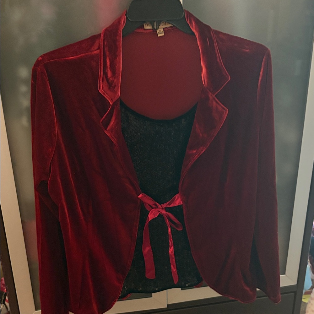 Notations Deep Red Velvet Women's Blazer